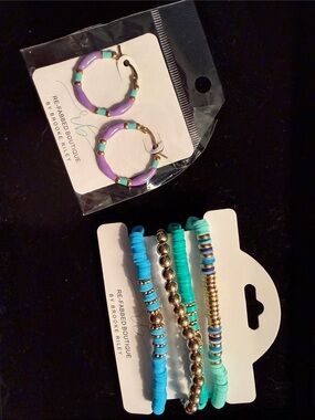Purple and Turquoise Enamel Hoop Earrings